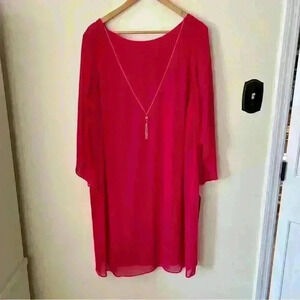 MSK Flutter Sleeve Pink Dress Size 16 NWT redo listing photos